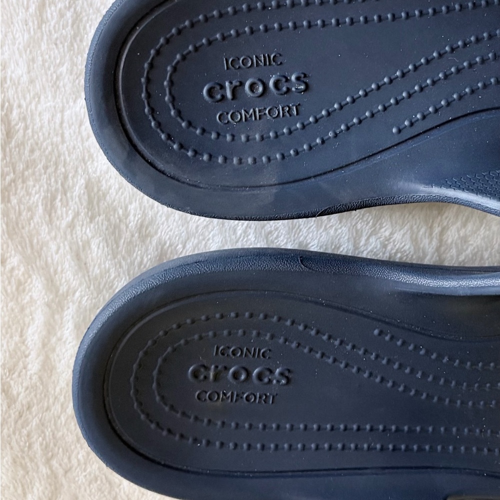 CROCS Dark Blue Double-Strap Slide Sandals Women’s Sz‎ 11 - Picture 3 of 6
